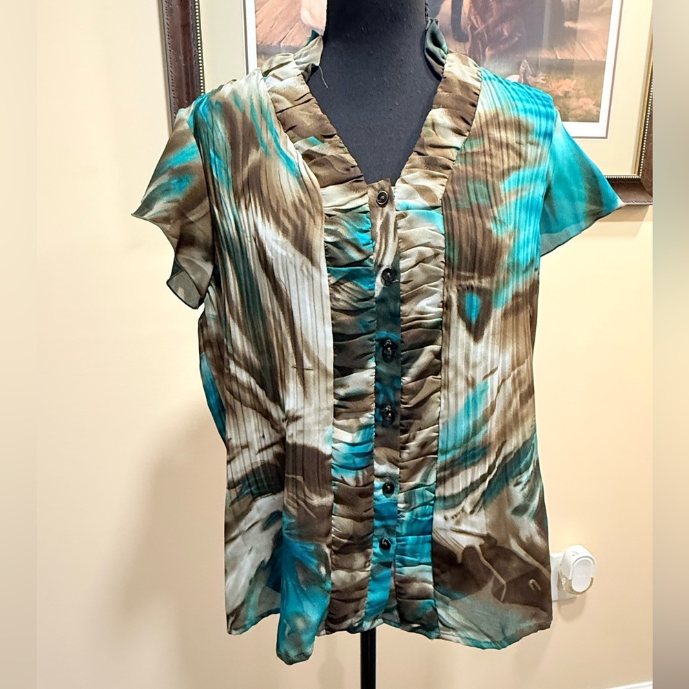 Signature by Larry Levine Abstract Blouse